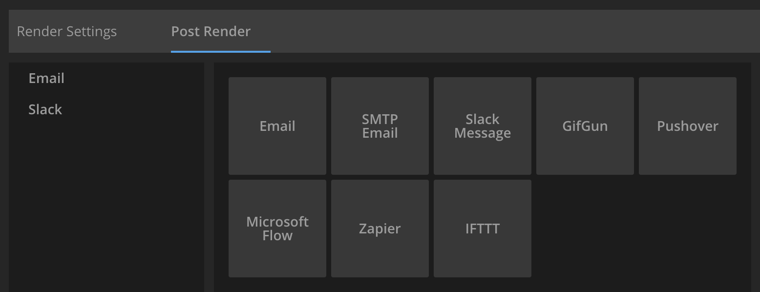 Postrender Action List